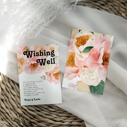 Bold Colorful Floral  Wedding Wishing Well Enclosure Card