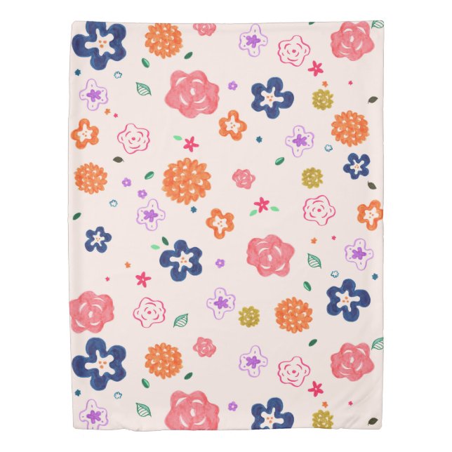 Bold Colorful Flowers Duvet Cover (Front)