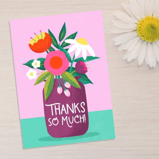 Bold Colorful Flowers  Thank You Card (Creator Uploaded)