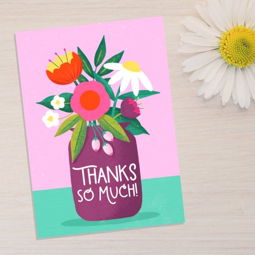 Bold Colorful Flowers  Thank You Card