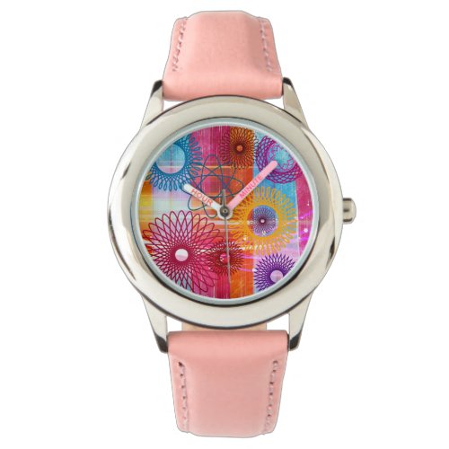 Bold Colorful Funky Spirographs and Stripes Watch