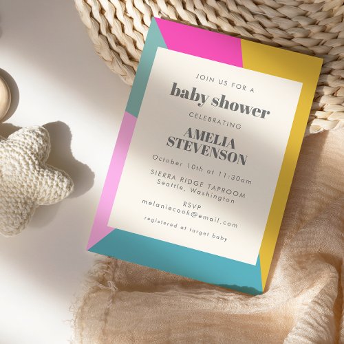 Bold Colorful Geometric Unique Baby Shower Invitation