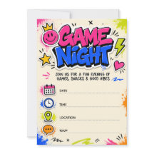 Bold Colorful Graffiti Game Night Good Vibes Party