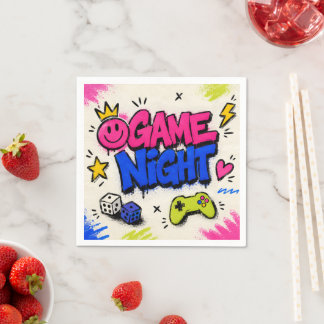 Bold Colorful Graffiti Game Night Party Napkins