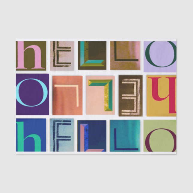 Bold Colorful HELLO Typography Tissue Paper (Front)