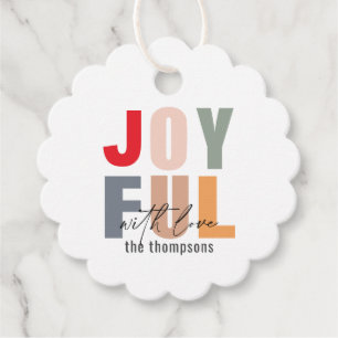 Bold  Colorful Joyful Christmas Scallop  Favor Tags