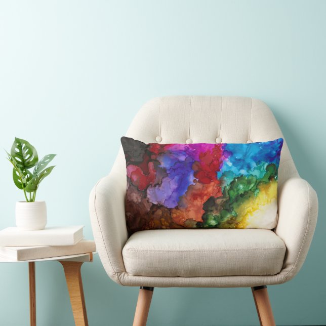 Bold, colorful lumbar pillow 13x21" (Chair)