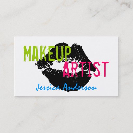 Customizable Bold &amp; Colorful Makeup Artist Business Cards