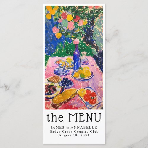 Bold Colorful Maximalist Abstract Summer Wedding Menu