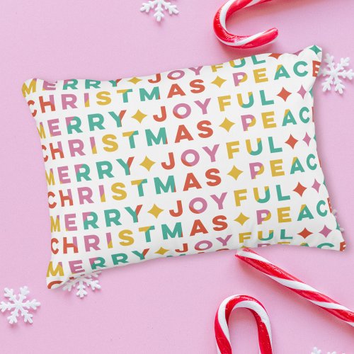 Bold Colorful Merry Christmas Accent Pillow