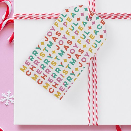 Bold Colorful Merry Christmas  Gift Tags