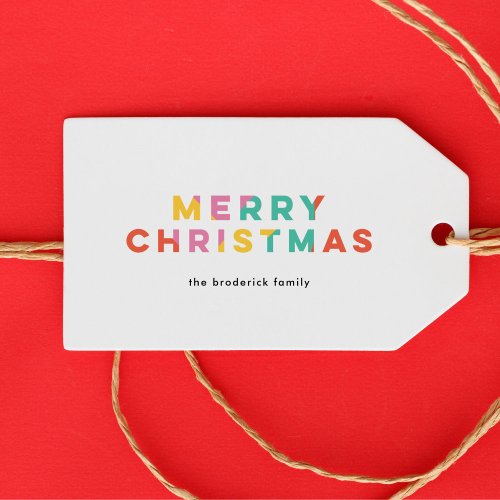Bold Colorful Merry Christmas  Gift Tags