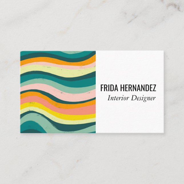 Bold Colorful  Minimalist Stripes Curves Business Card (Front)