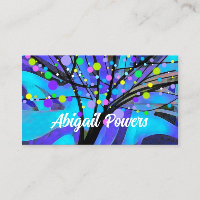 bold colorful modern abstract tree art  business card (Front)