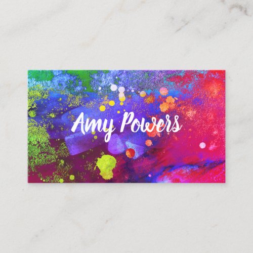 bold colorful modern abstract watercolor splatter  business card
