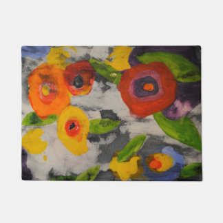 Bold Colorful Modern Night Flowers Doormat