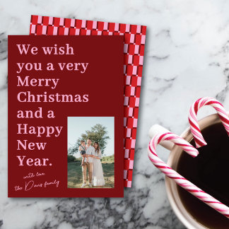 Bold Colorful Modern Typographic One Photo Holiday Card