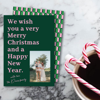 Bold Colorful Modern Typographic One Photo Holiday Card