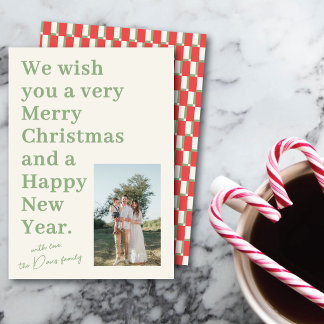 Bold Colorful Modern Typographic One Photo Holiday Card