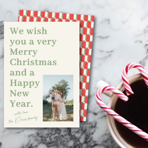 Bold Colorful Modern Typographic One Photo Holiday Card