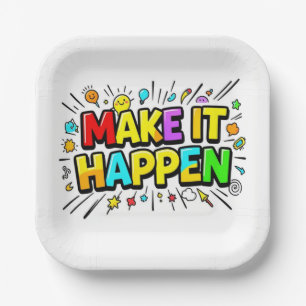 Bold colorful motivational quote paper plates