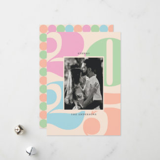 Bold Colorful Numbers Cheers New Year Photo Holiday Card