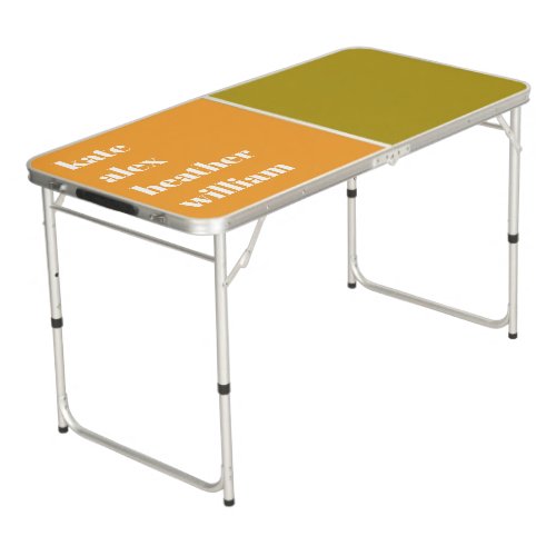 Bold Colorful Orange Green Summer Family Names Beer Pong Table