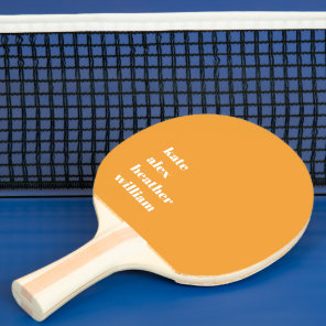 Bold Colorful Orange Green Summer Family Names Ping Pong Paddle