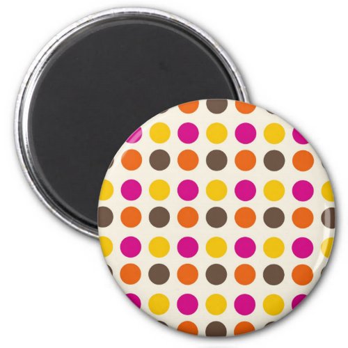 Bold Colorful Orange Pink Yellow Brown Polka Dots Magnet