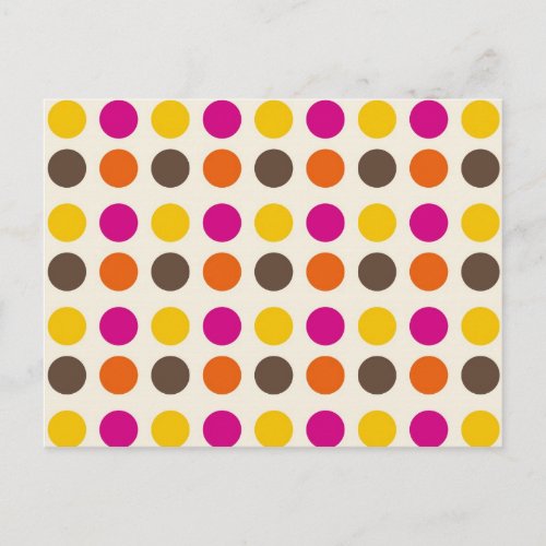 Bold Colorful Orange Pink Yellow Brown Polka Dots Postcard