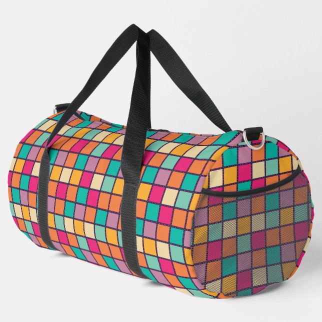 Bold Colorful Patchwork Duffle Bag (Right Corner)