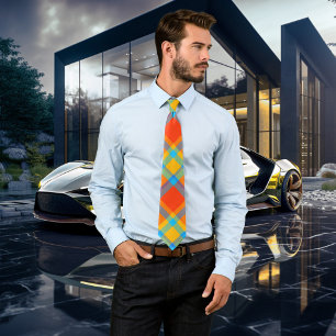 Bold Colorful Plaid Pattern Tie