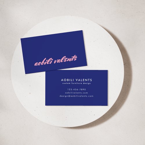 Bold Colorful Playful Retro Typography Blue Pink Business Card