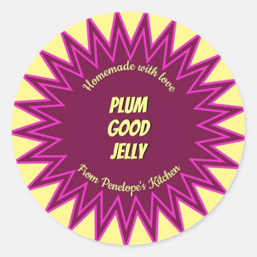 Bold Colorful Plum Jelly Jar Canning Classic Round Sticker