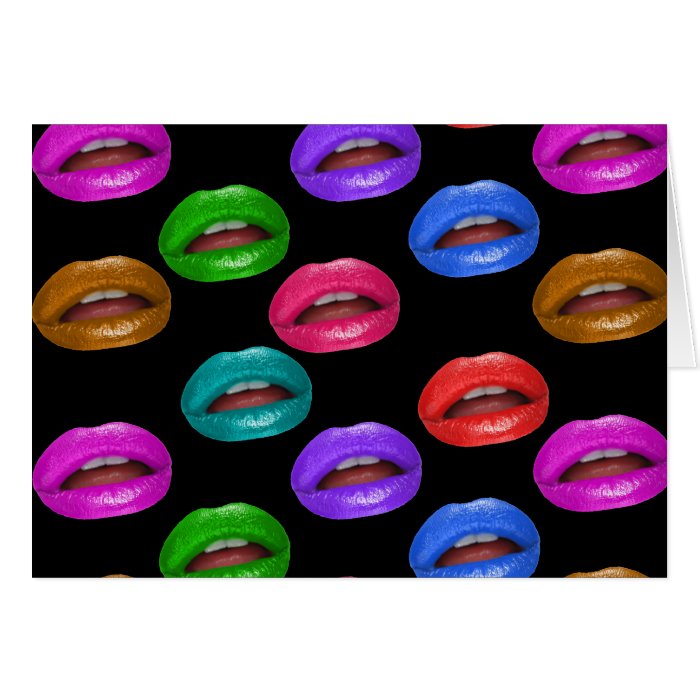 Bold Colorful Pouty Lipstick Lips Card