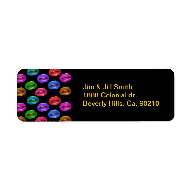 Bold Colorful Pouty Lipstick Lips Label (Front)
