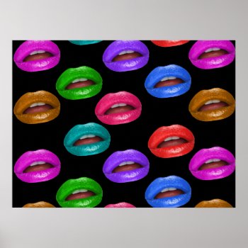 Bold Colorful Pouty Lipstick Lips Poster by StarStruckDezigns at Zazzle