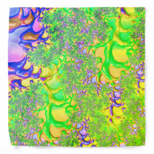 Bold Colorful Psychedelic Funky Acid Trip Fractal Bandana