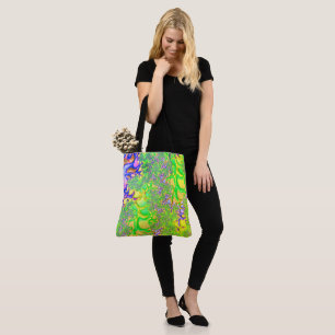 Bold Colorful Psychedelic Funky Acid Trip Fractal Tote Bag