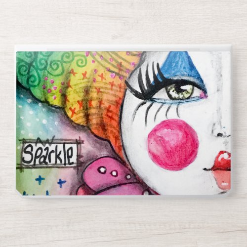 Bold Colorful Rainbow Clown Girl Fun Whimsical Art HP Laptop Skin