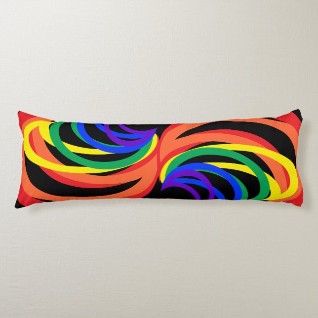 Bold Colorful Rainbow Crescents Body Pillow (Front)