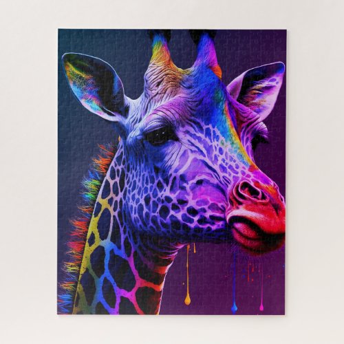 Bold Colorful Rainbow Giraffe Cute Zoo Animal Jigsaw Puzzle