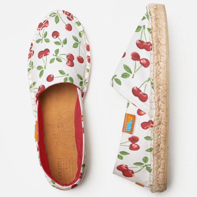 Bold Colorful Red Cherries Espadrilles (Side)