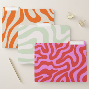 Bold Colorful Red Green Orange Wavy Retro File Folder