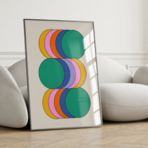 Bold Colorful Retro Aesthetic Unique Geometric Art Poster