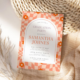 Bold Colorful Retro Arch Graduation Party Invitation