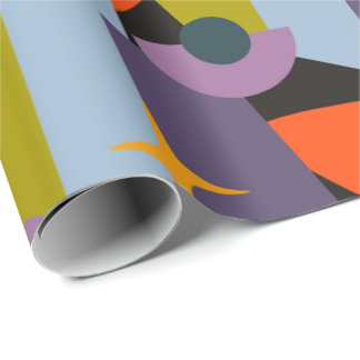 Bold Colorful Retro Atomic 50s Shapes Pattern Wrapping Paper