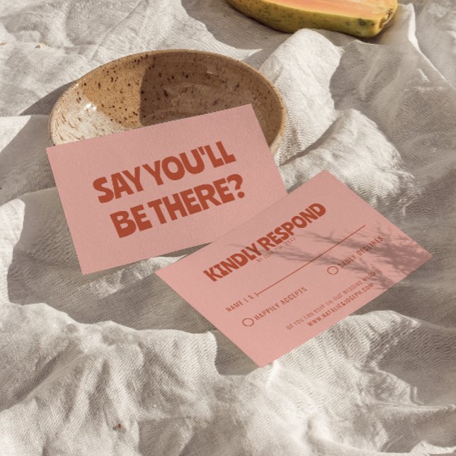 Bold Colorful Retro Fun Bright Unique Wedding  RSVP Card (Creator Uploaded)