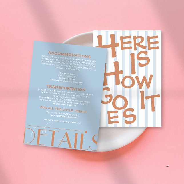 Bold colorful Retro Funky Blue Wedding   Enclosure Card (Creator Uploaded)