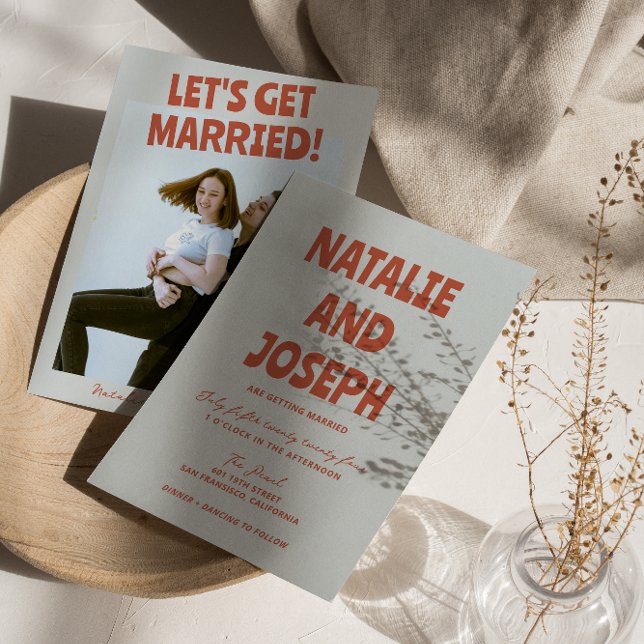 Bold Colorful Retro Funky bright Photo Wedding  Invitation (Creator Uploaded)